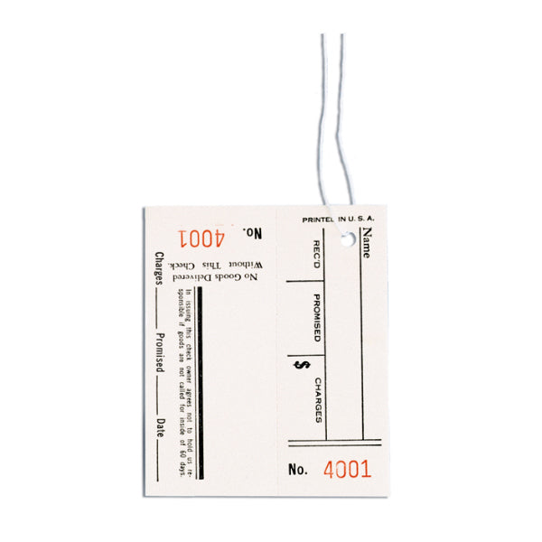 Printed Tags with Claim Checks - No. 5001 to 6000 (3826005868578)