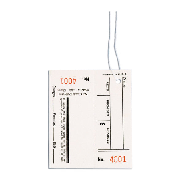 Printed Tags with Claim Checks - No. 1001 to 2000 (3826002853922)