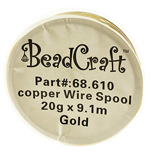 Artistic Copper Wire Flat Spools  - 20 Gauge (0.82mm) Gold