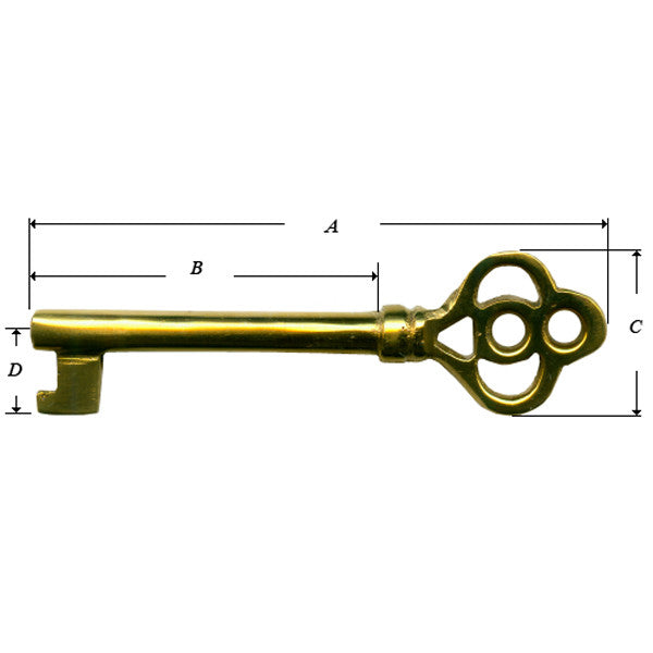 Clock Door Key Brass 2 7/16 / 1 1/2 (10591826831)