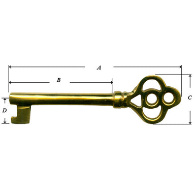 Clock Door Key Brass 2 7/16 / 1 3/8 (10591826895)