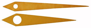 Gruen® Pair of Hands HD-GRU47 , yellow dauphin, length of min hand 12.00 mm (click here to see the calibers)