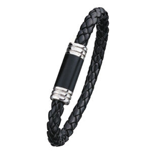 LB709 Steel and Leather Bracelet with Magnetic Clasp (11621276815)