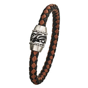 LB710 Steel and Leather Bracelet with Magnetic Clasp (11621295183)