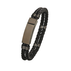 LB711 Steel and Leather Bracelet with Magnetic Clasp (11621434767)