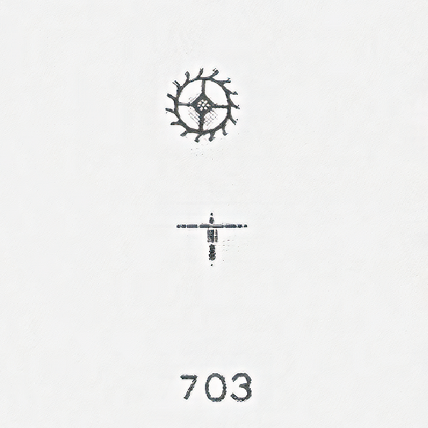 Jaeger LeCoultre® calibre # 9RD escape wheel and pinion, pivoted, for lower end-piece