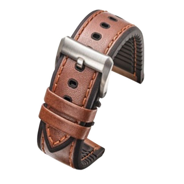 455 Smooth Leather Watch Strap with Silicone Lining