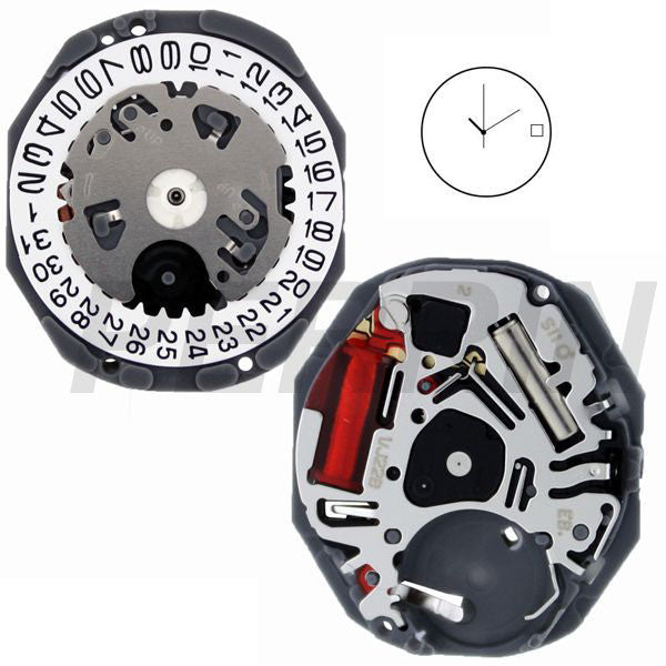 Hattori VJ22 Seiko Quartz Watch Movement Date at 3 O'clock
