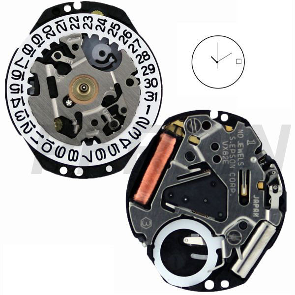 VX82 Date 3 Watch Movement – Perrin Supply Ltd