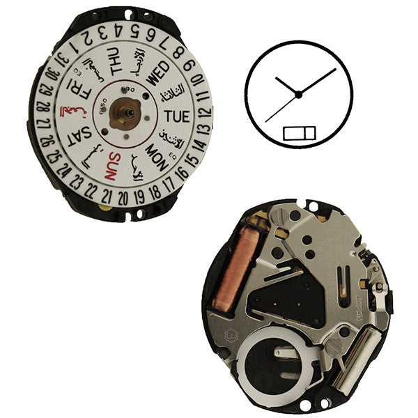 VX83 Day/Date 6 Watch Movement – Perrin Supply Ltd