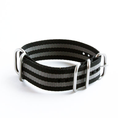 Black and Gray Striped 12 Inch Long Military Style Nylon Watch Straps (48656121871)