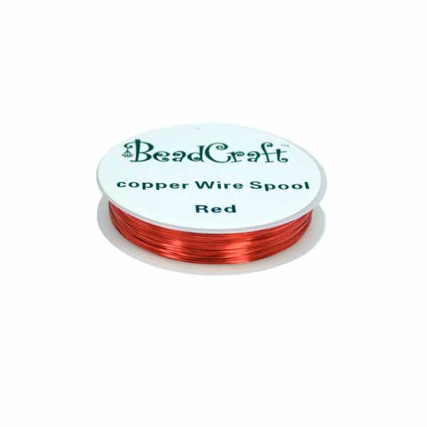 Artistic Copper Wire Flat Spools  - 26 Gauge (0.40mm) Red