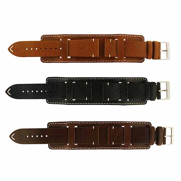 300 Vintage Stitched Cuff Leather Watch Band